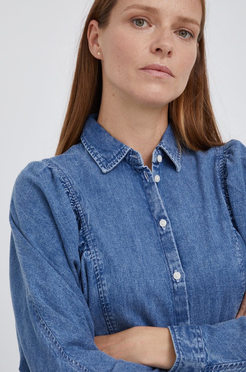 Lee Cămașă jeans femei, cu guler clasic, regular answear.ro imagine megaplaza.ro