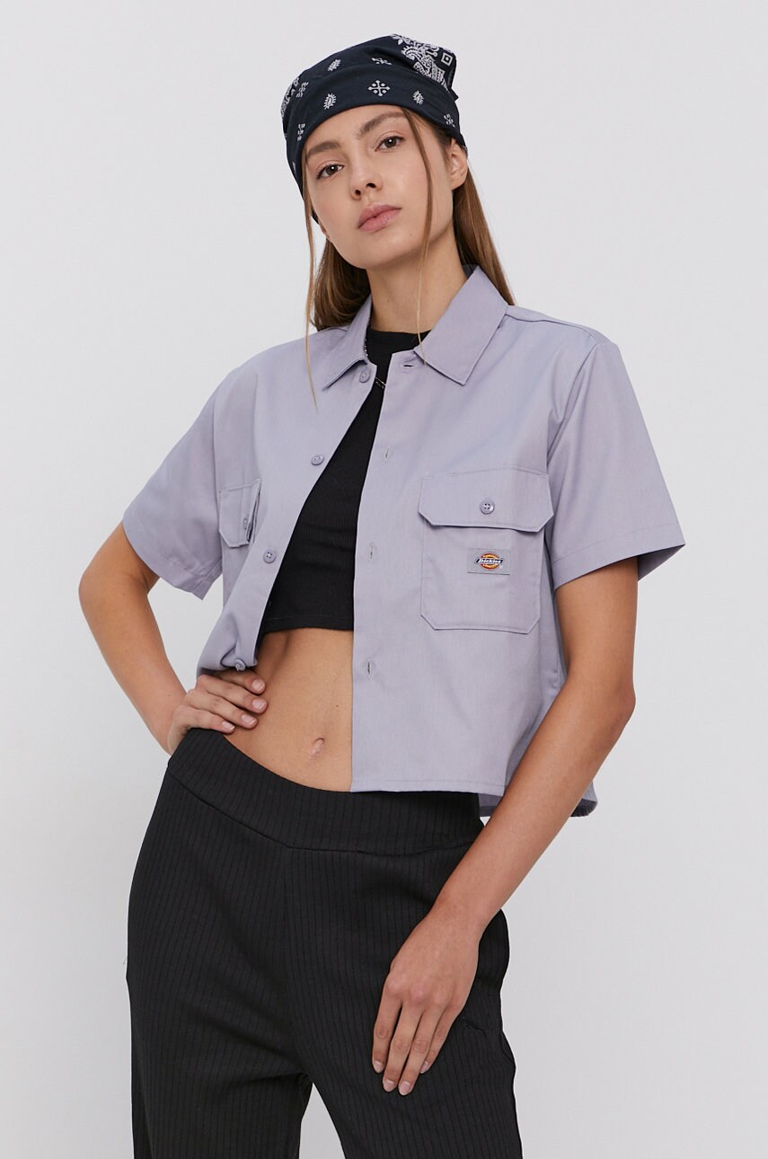 

Риза Dickies дамска в розово със стандартна кройка с класическа яка, Виолетов