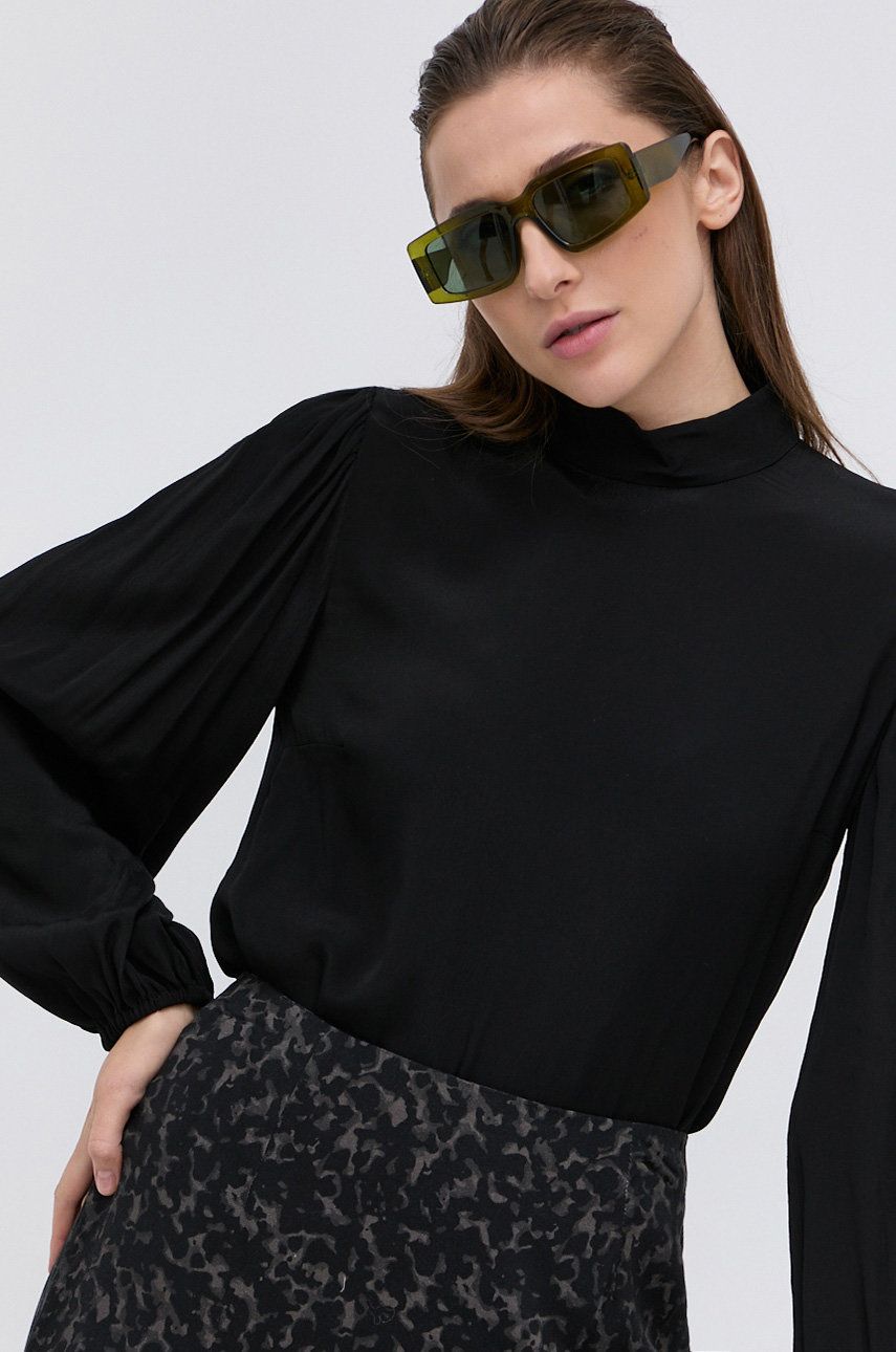 The Kooples Bluză femei, culoarea negru, material neted imagine reduceri black friday 2021 answear.ro