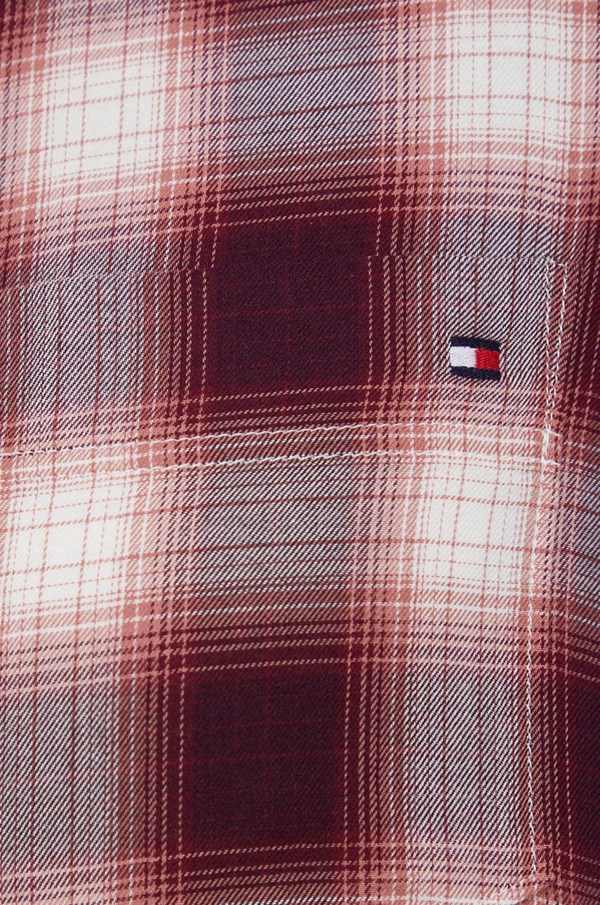 Хлопковая рубашка Tommy Hilfiger женская цвет бордовый regular классический воротник