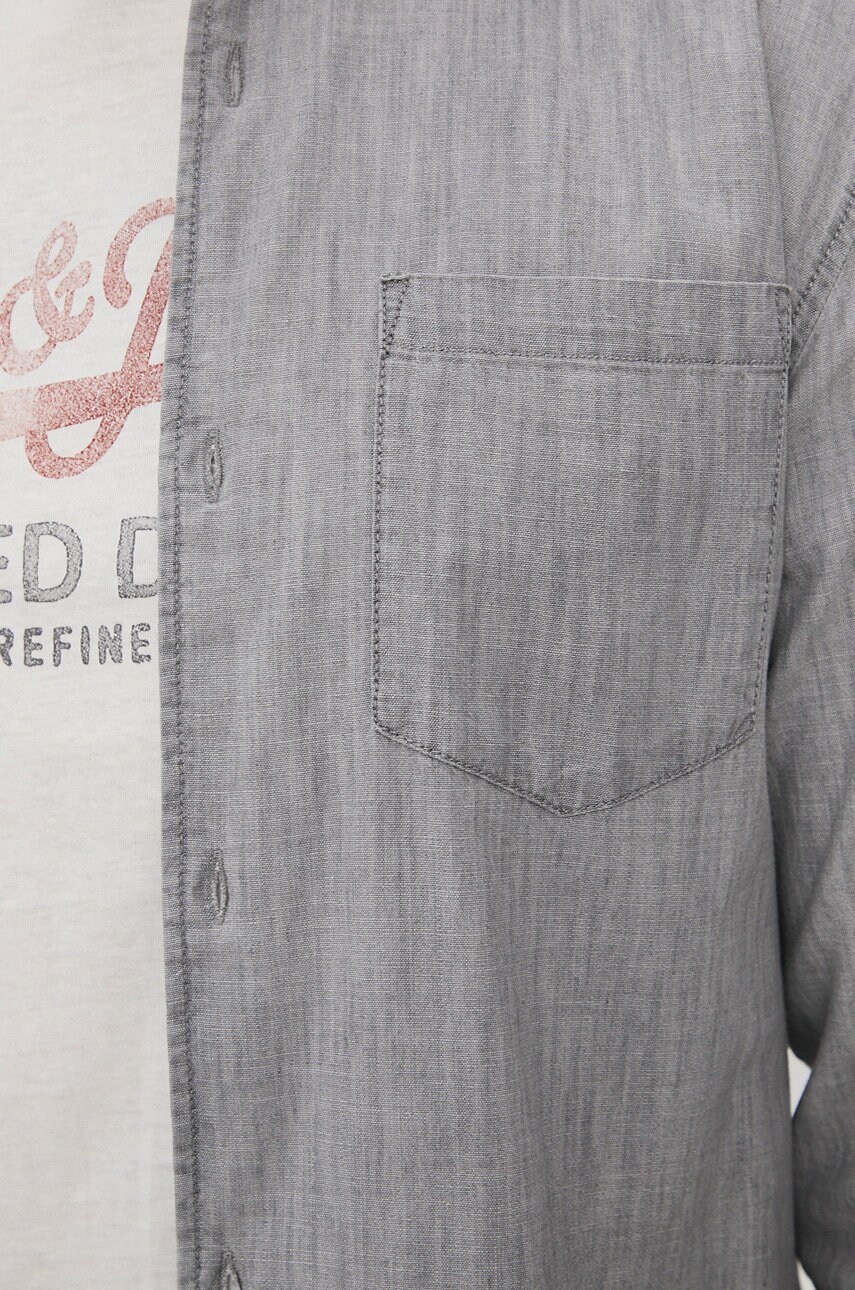 

Бавовняна сорочка Jack & Jones чоловіча колір сірий regular класичний комір