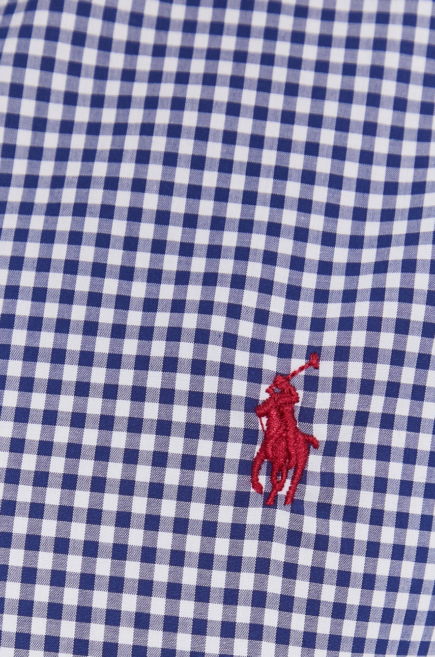 

Рубашка Polo Ralph Lauren мужская цвет синий slim воротник button-down
