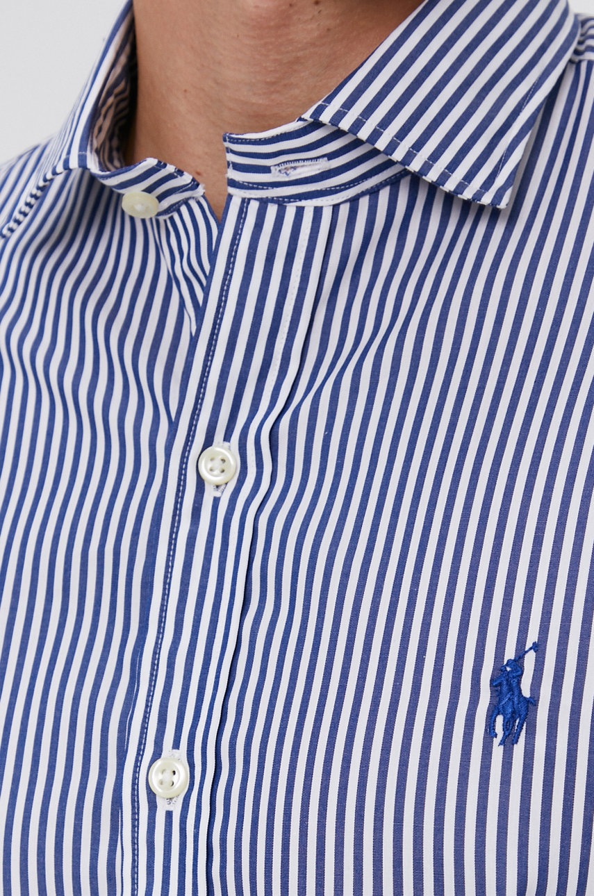 

Рубашка Polo Ralph Lauren мужская цвет синий slim классический воротник