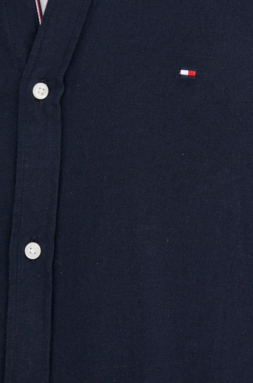 

Сорочка з домішкою льону Tommy Hilfiger чоловіча колір синій slim комір button-down
