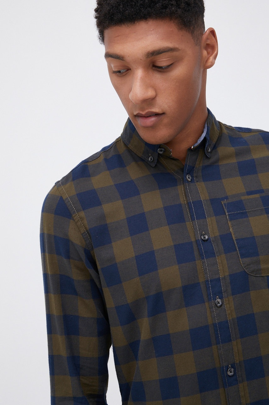 

Памучна риза Produkt by Jack & Jones мъжка в зелено със стандартна кройка с яка с копче, Зелен