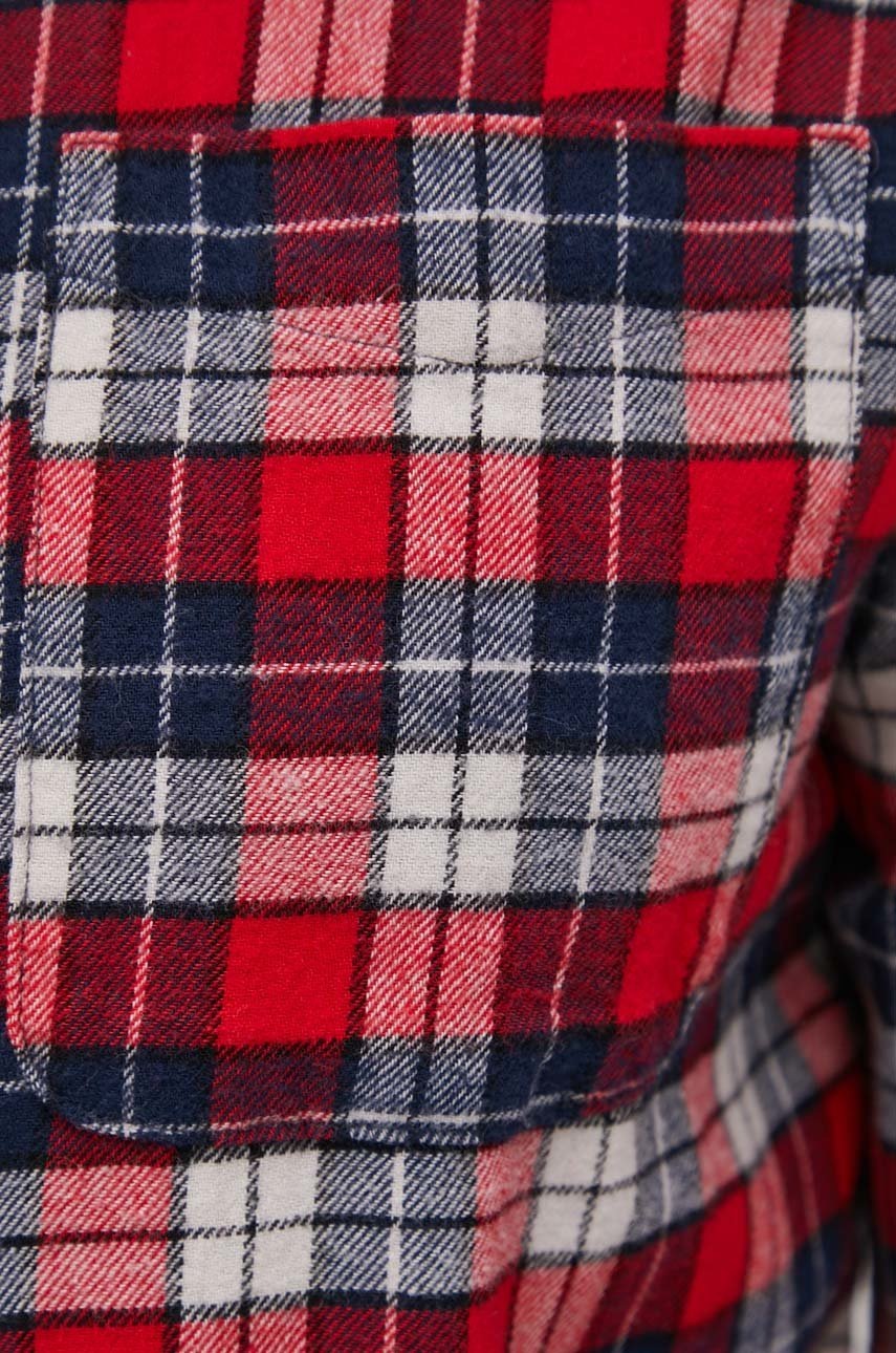 

Хлопковая рубашка Jack & Jones мужская цвет красный regular классический воротник
