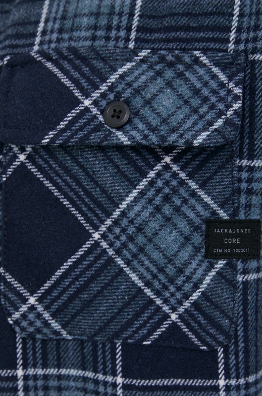 

Сорочка з домішкою вовни Jack & Jones чоловіча колір синій regular класичний комір