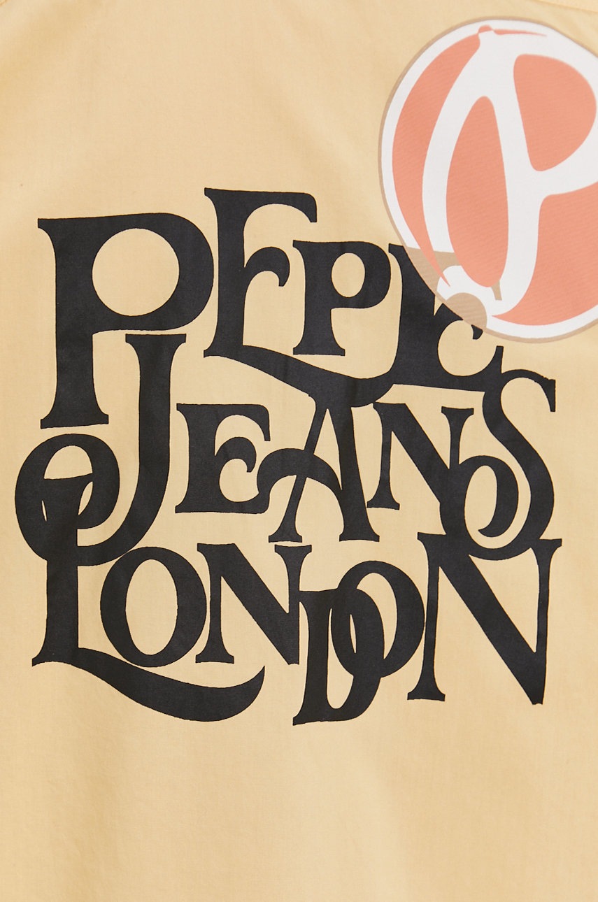 Βαμβακερό πουκάμισο Pepe Jeans ανδρικό, χρώμα: κίτρινο φωτογραφία
