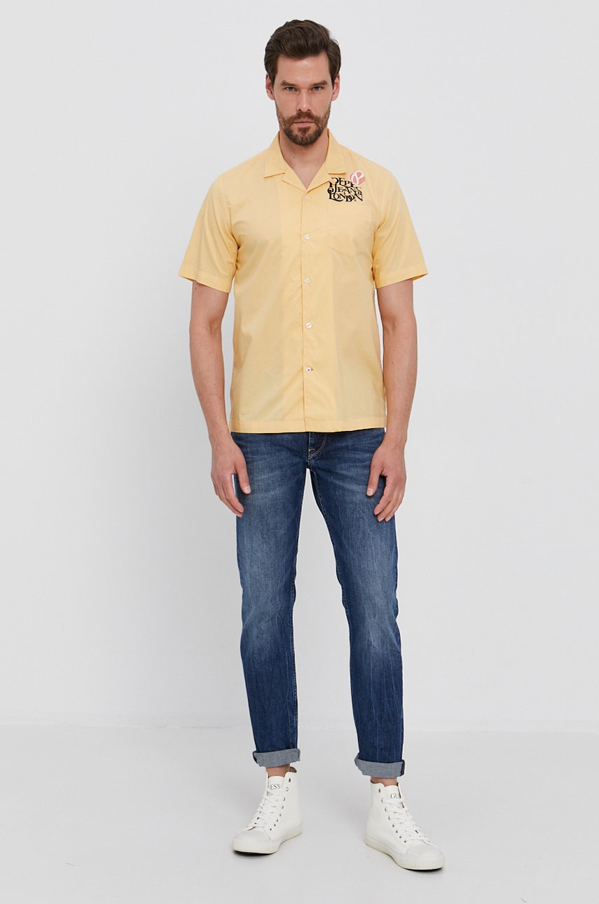 Pepe Jeans pamut ing férfi, sárga, regular termék 2. képe
