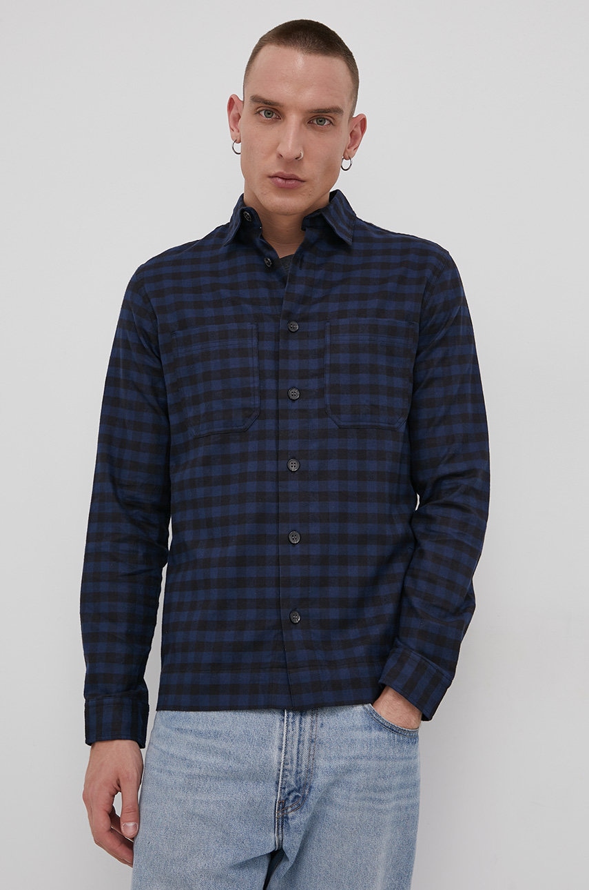 Premium by Jack&Jones Cămașă bărbați, culoarea albastru marin, cu guler clasic, regular Premium by Jack&Jones Cămașă bărbați, culoarea albastru marin, cu guler clasic, regular answear.ro