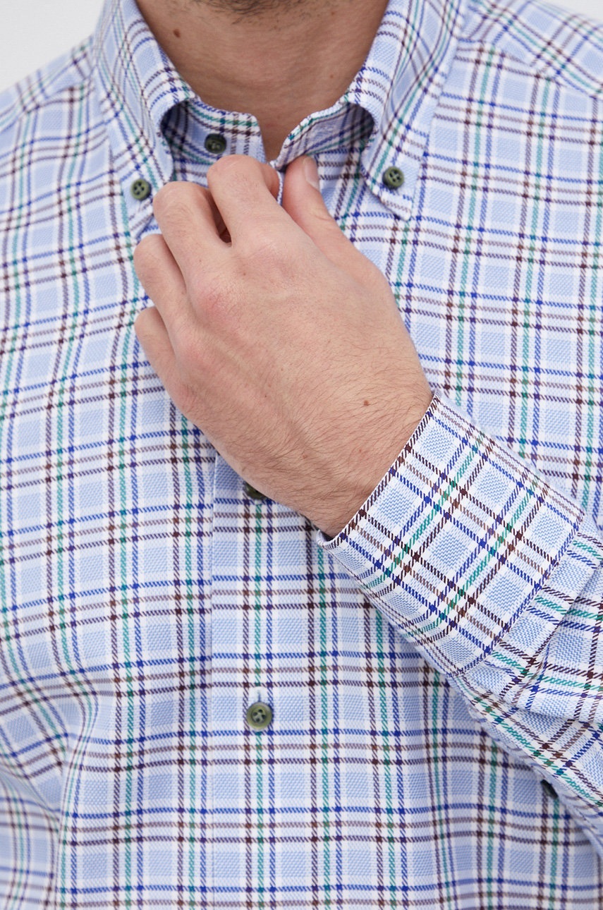 

Хлопковая рубашка Emanuel Berg мужская slim воротник button-down