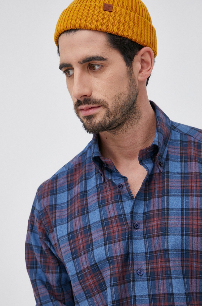 

Хлопковая рубашка Emanuel Berg мужская slim воротник button-down