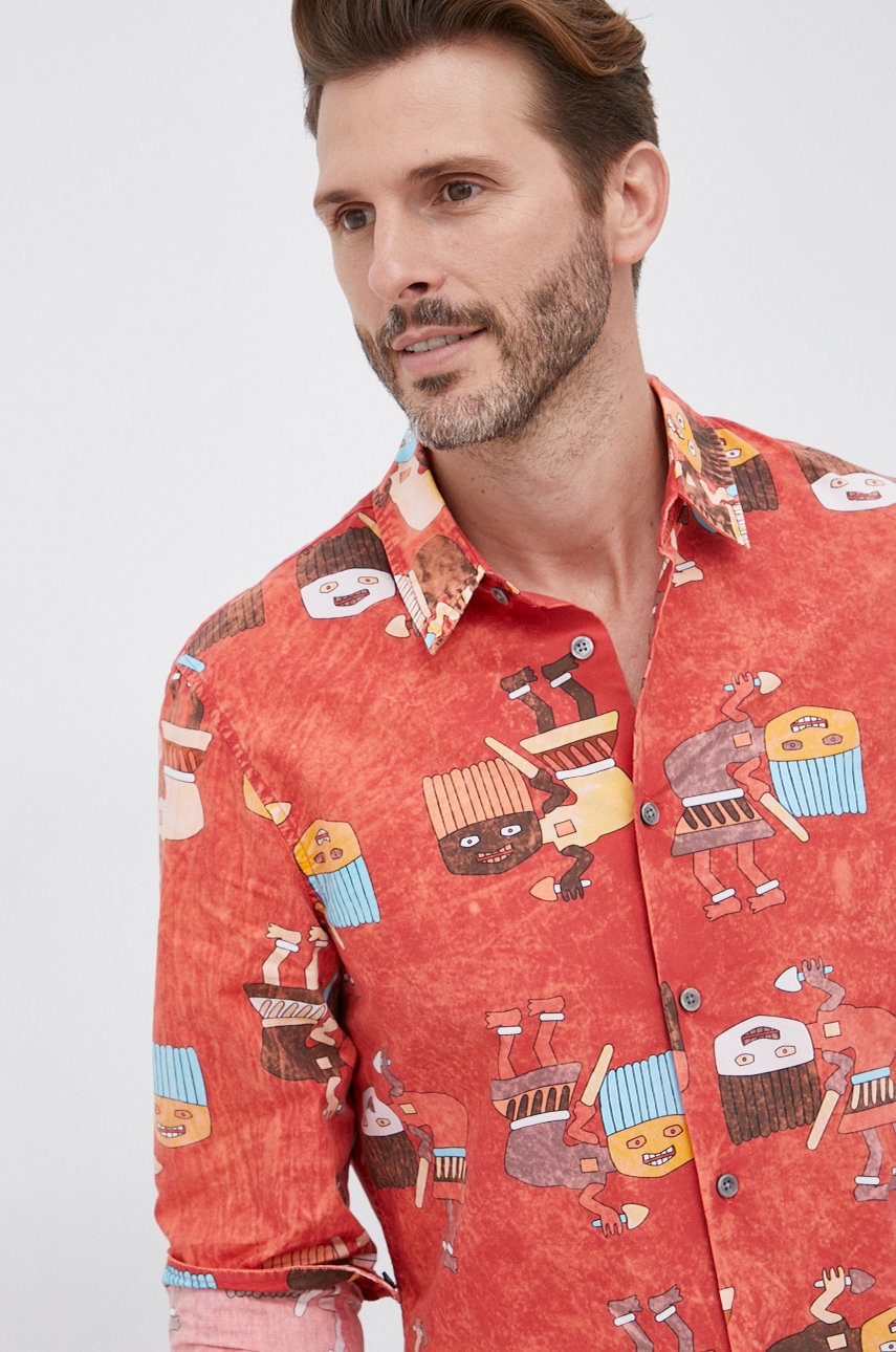 

Desigual - Памучна риза, Червен