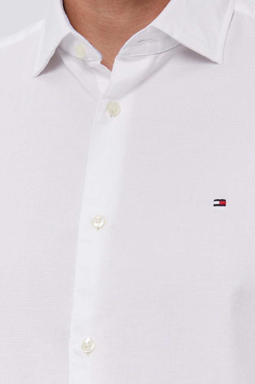 

Рубашка Tommy Hilfiger мужская цвет белый slim классический воротник