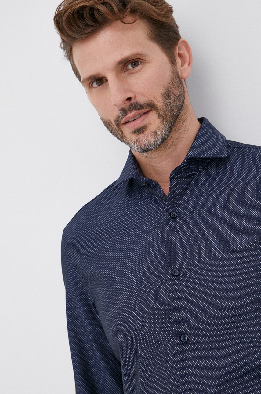 

Boss - Памучна риза, Тъмносин