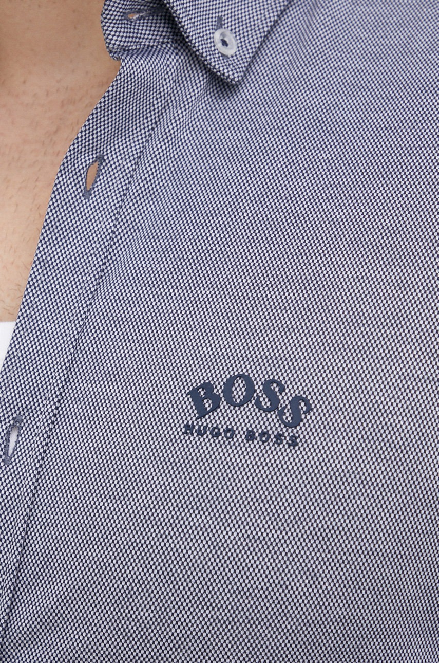 

Хлопковая рубашка Boss мужская цвет серый regular воротник button-down