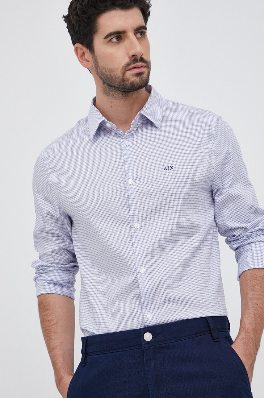 Armani exchange cămașă din bumbac bărbați, cu guler clasic, regular