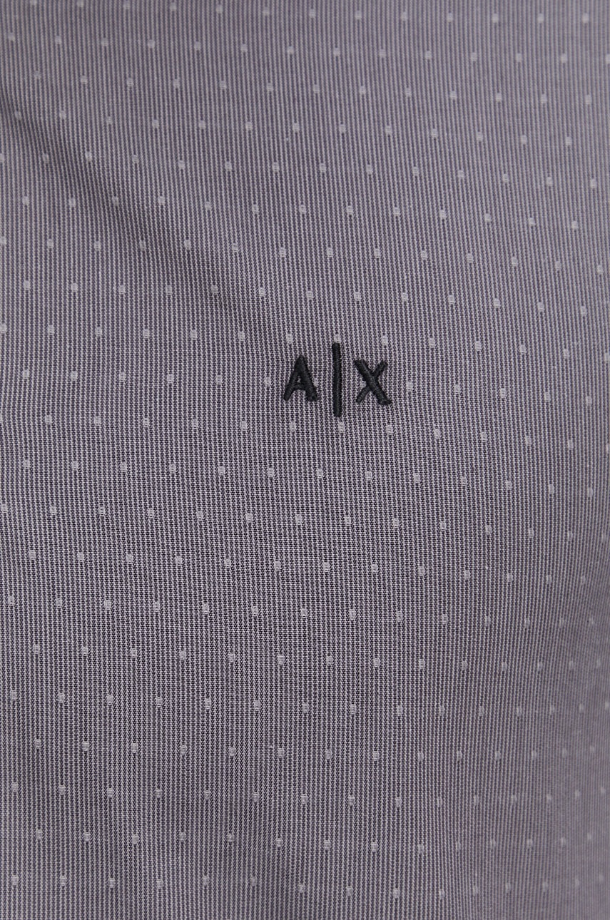 

Хлопковая рубашка Armani Exchange мужская цвет серый regular классический воротник
