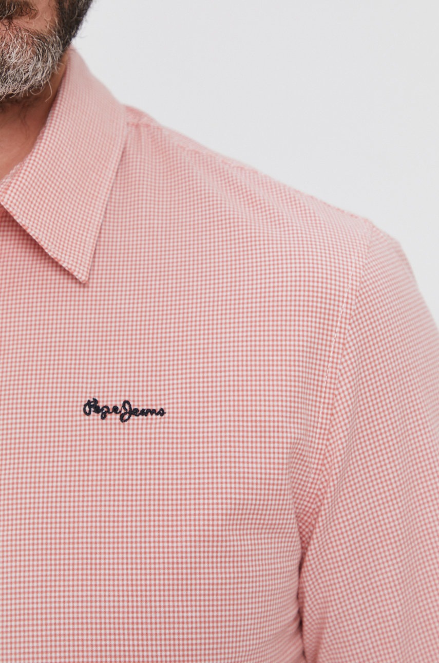 

Рубашка Pepe Jeans Simon мужская цвет розовый slim классический воротник