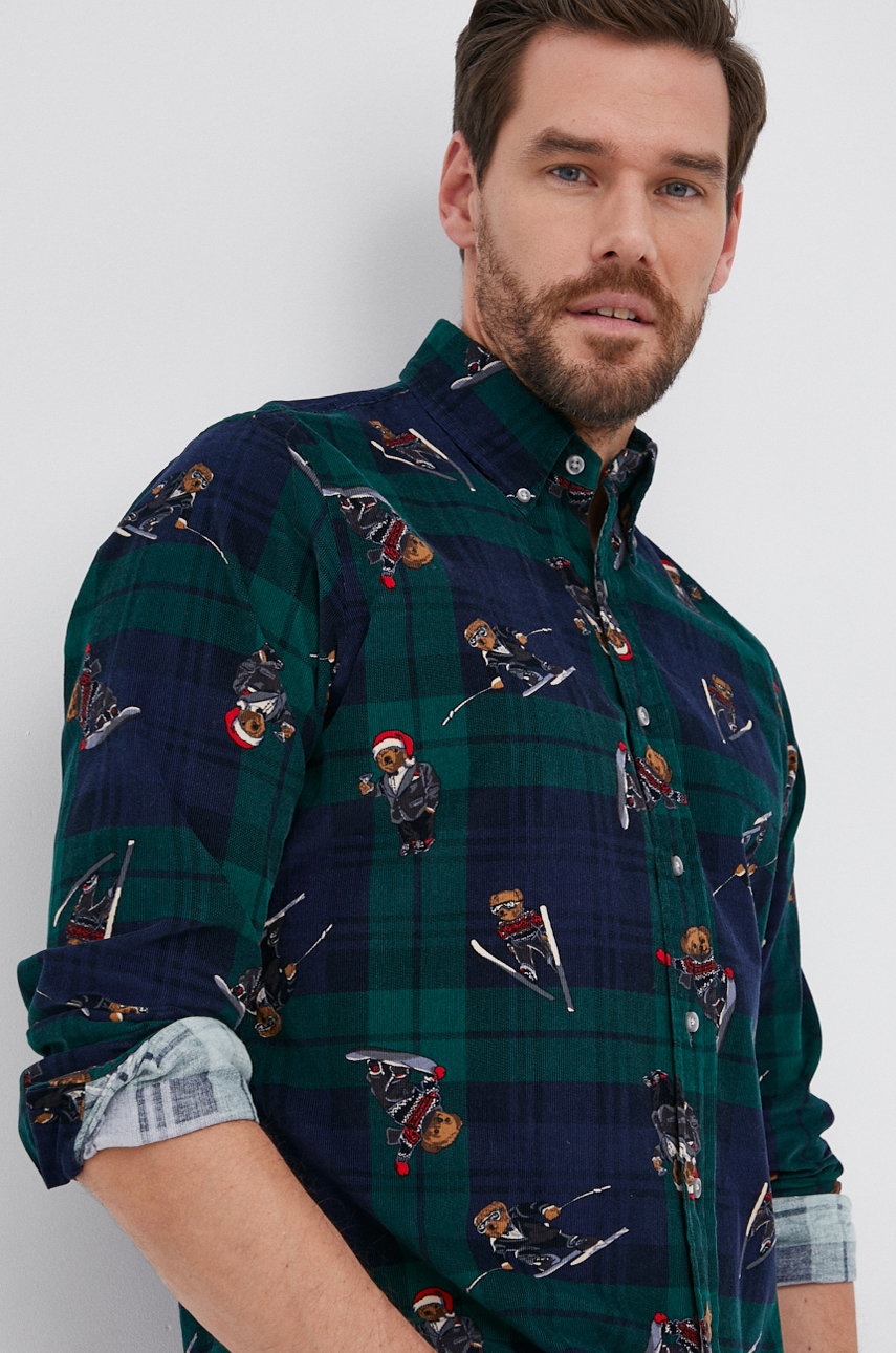 

Памучна риза Polo Ralph Lauren мъжка със стандартна кройка с яка с копче, Многоцветен