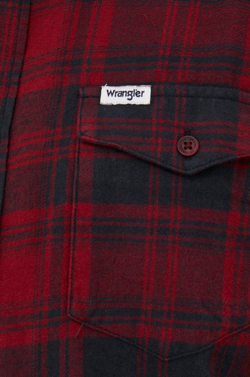 Хлопковая рубашка Wrangler мужская цвет красный regular классический воротник