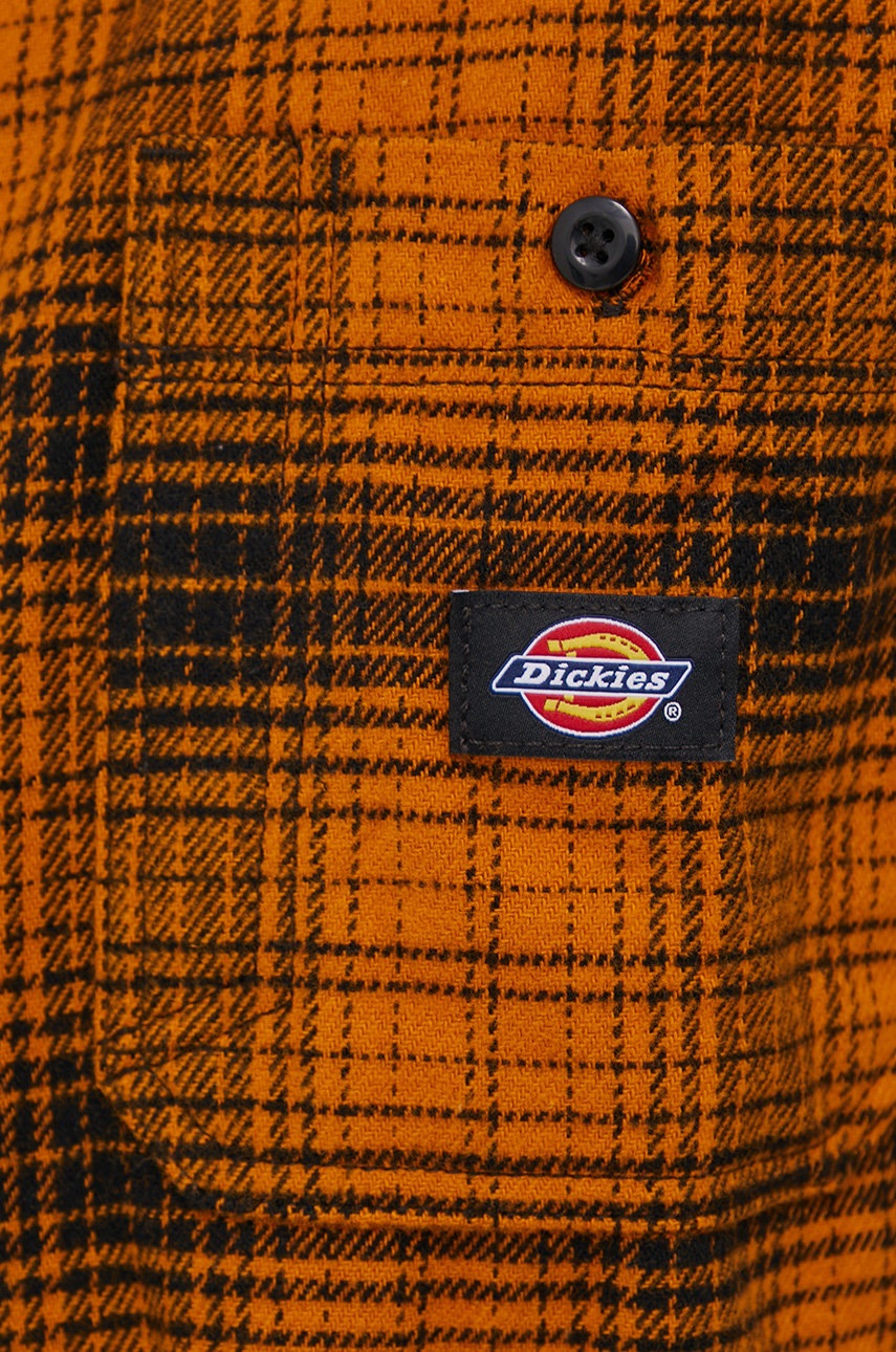 

Хлопковая рубашка Dickies мужская цвет оранжевый regular классический воротник