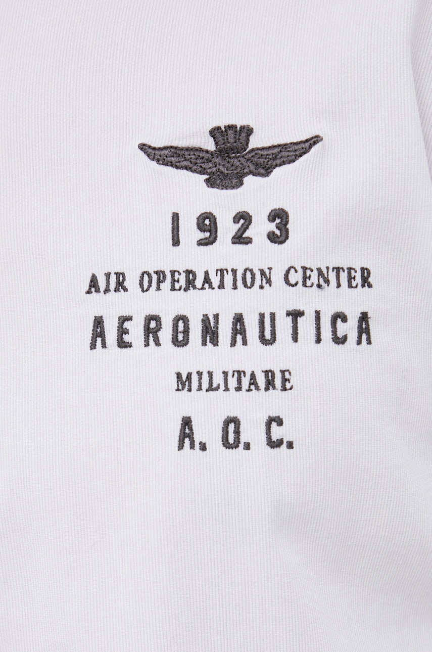 

Хлопковая рубашка Aeronautica Militare мужская цвет белый regular классический воротник