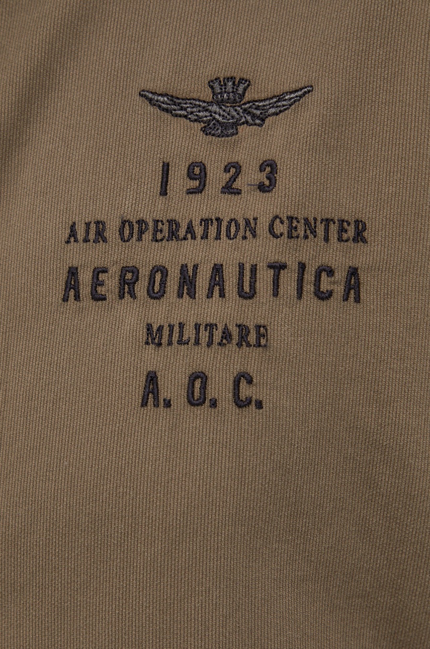 

Бавовняна сорочка Aeronautica Militare чоловіча колір зелений regular класичний комір