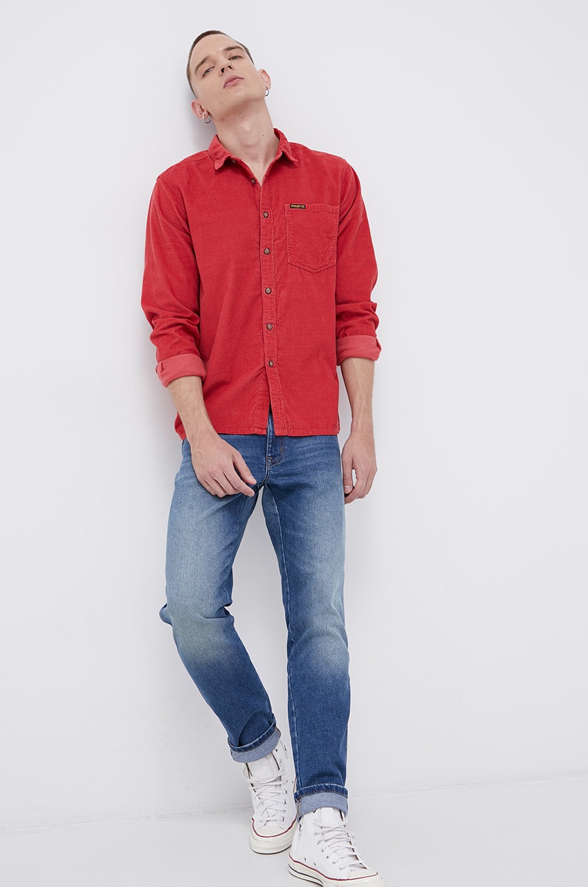 

Вельветова сорочка Billabong чоловіча колір червоний regular класичний комір