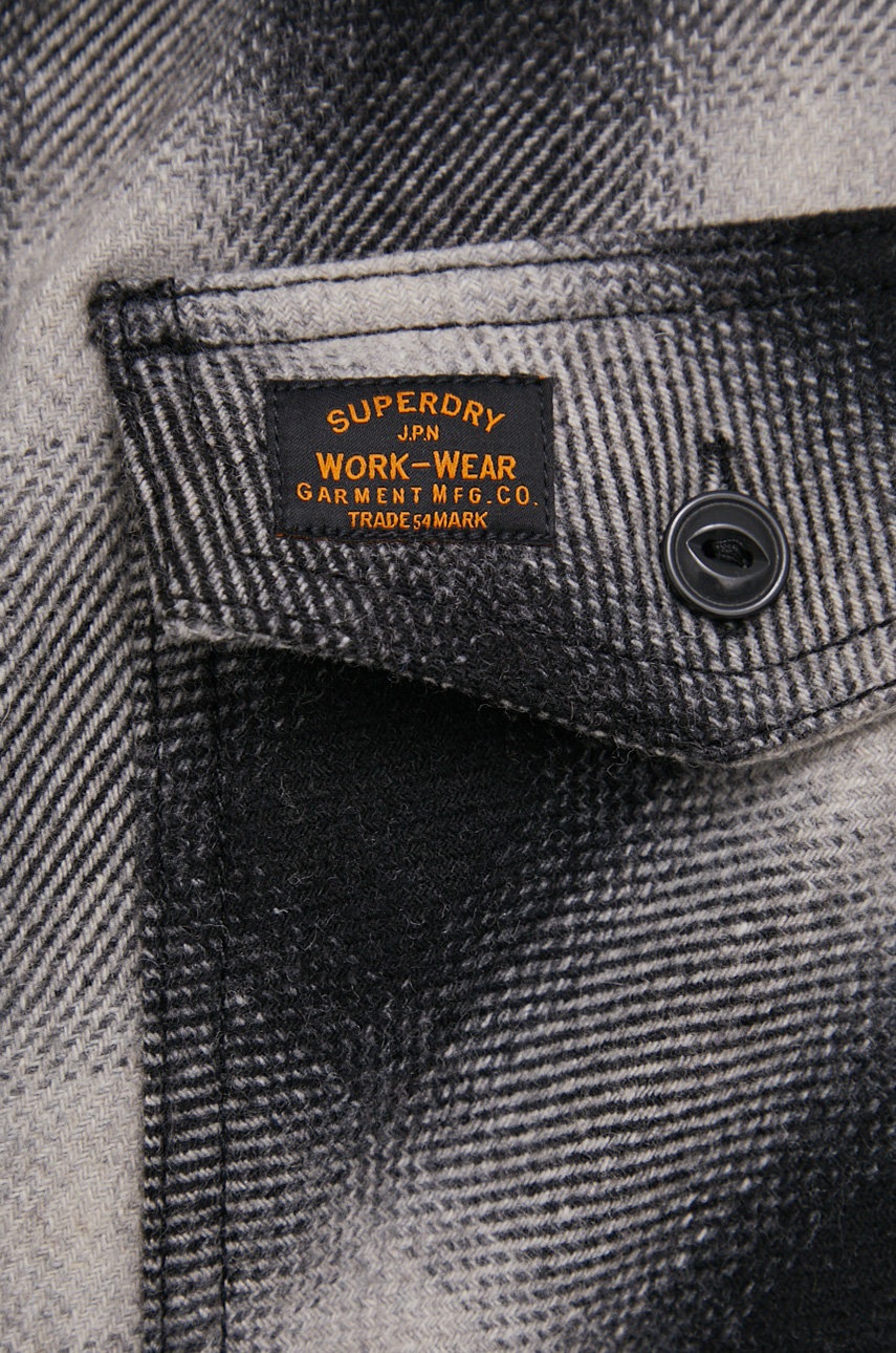 

Сорочка з домішкою вовни Superdry чоловіча колір чорний regular класичний комір