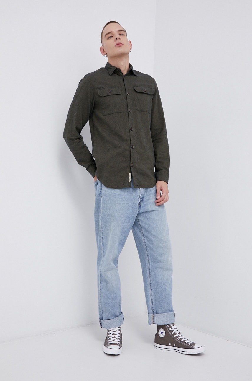 

Бавовняна сорочка Jack & Jones чоловіча колір зелений regular класичний комір