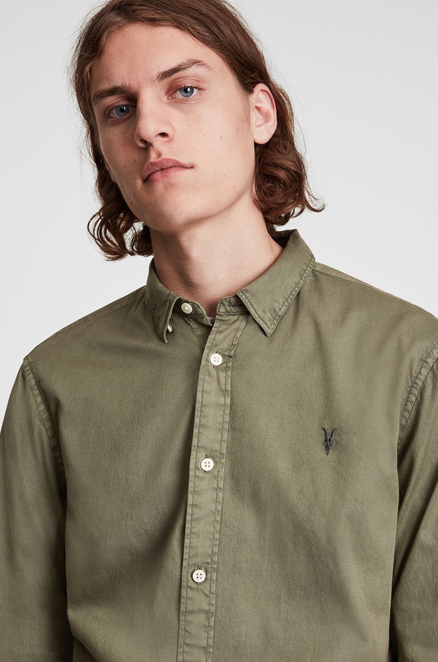 

Сорочка AllSaints чоловіча колір бежевий regular класичний комір