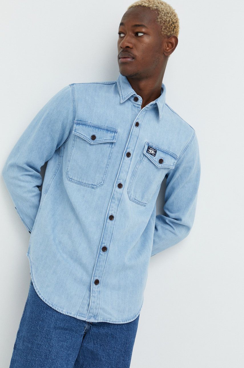 Superdry camasa jeans barbati, cu guler clasic, regular answear.ro imagine promotii 2022
