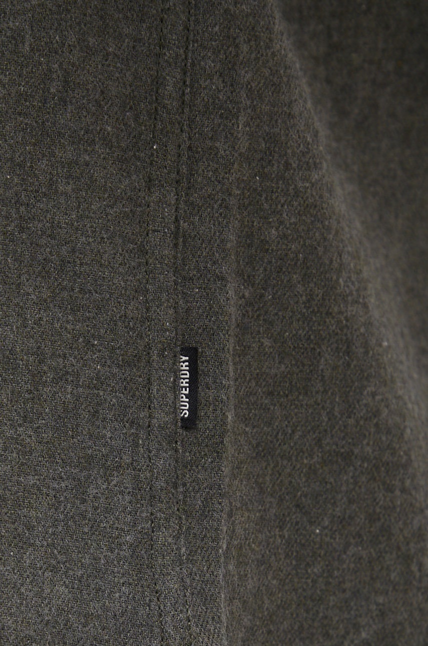

Хлопковая рубашка Superdry мужская цвет зелёный regular воротник button-down
