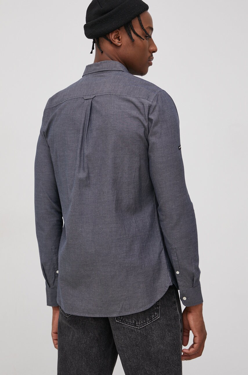 

Хлопковая рубашка Superdry мужская цвет синий regular воротник button-down