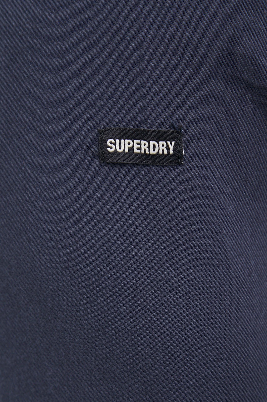 

Хлопковая рубашка Superdry мужская цвет синий regular классический воротник