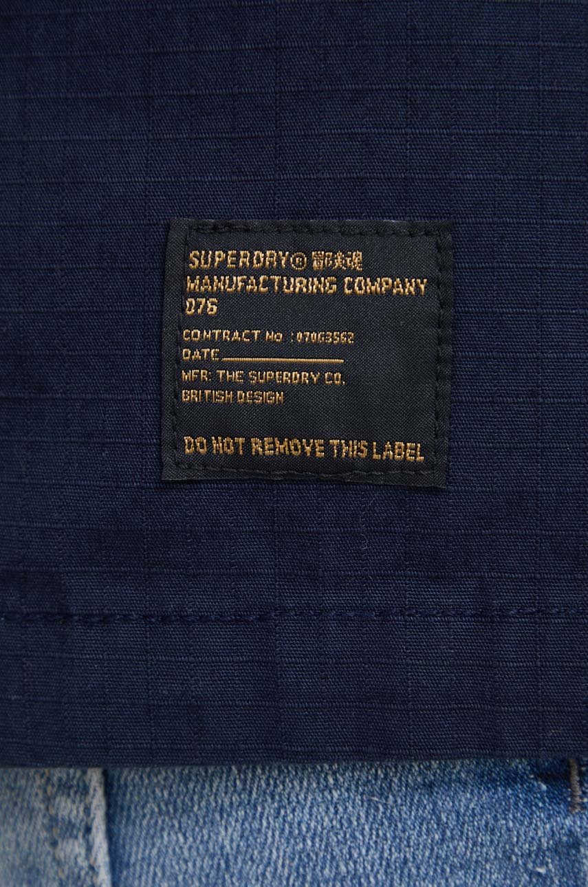 

Хлопковая рубашка Superdry мужская цвет синий regular классический воротник