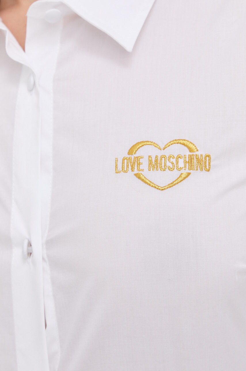 

Сорочка Love Moschino жіноча колір білий slim класичний комір