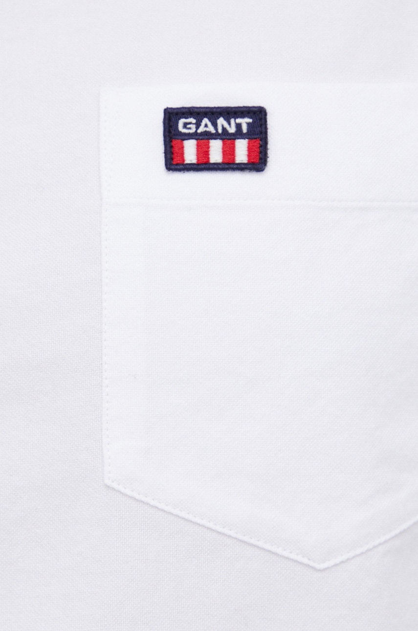 

Хлопковая рубашка Gant мужская цвет белый regular воротник button-down