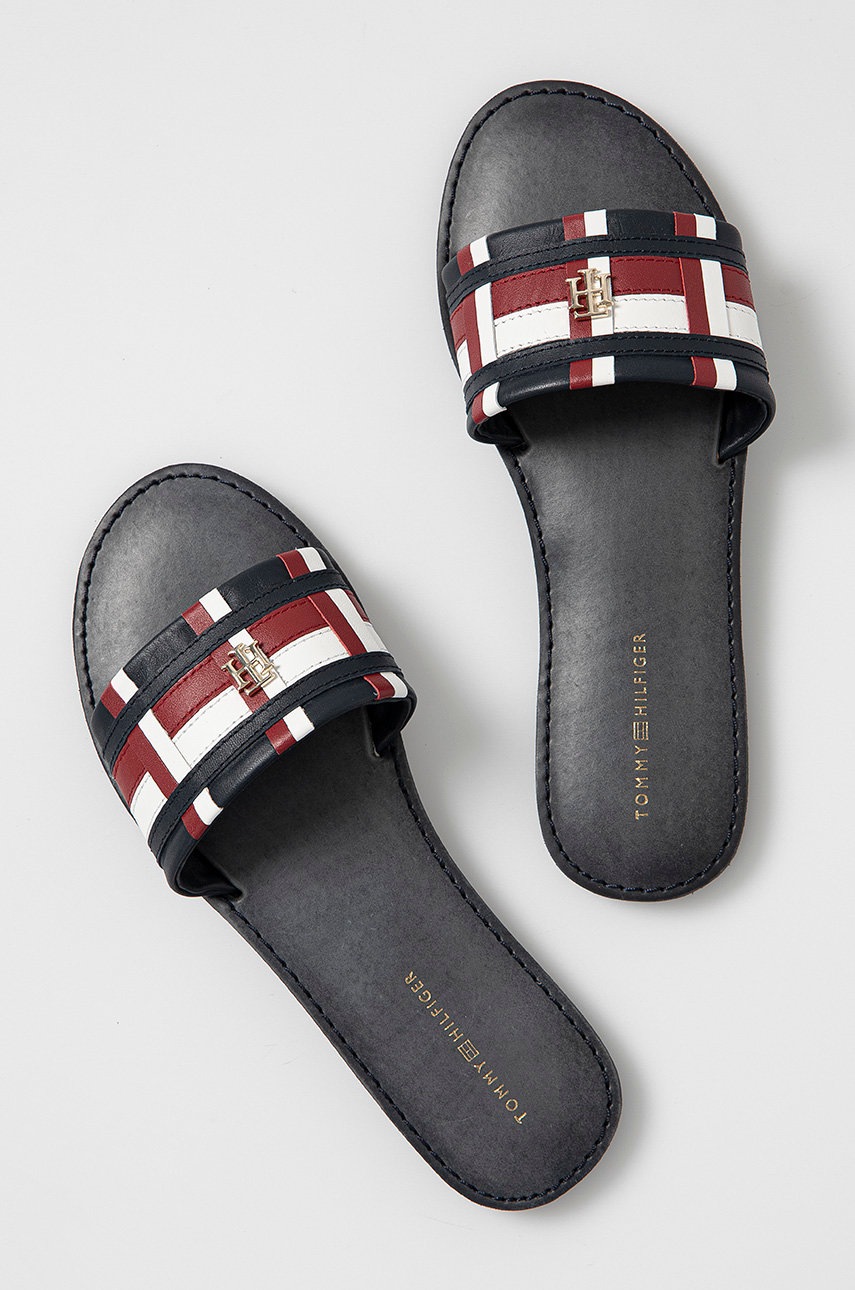 

Шкіряні шльопанці Tommy Hilfiger жіночі колір синій