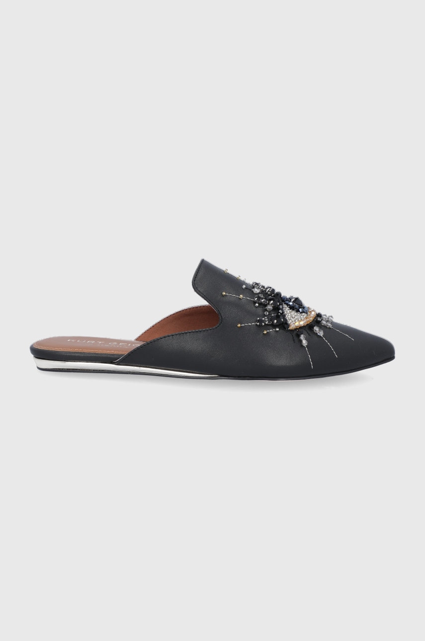 Kurt Geiger London Șlapi de piele femei, culoarea negru