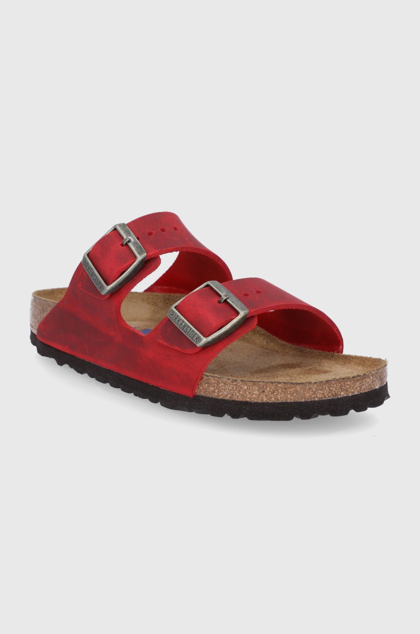 

Шкіряні шльопанці Birkenstock жіночі колір червоний