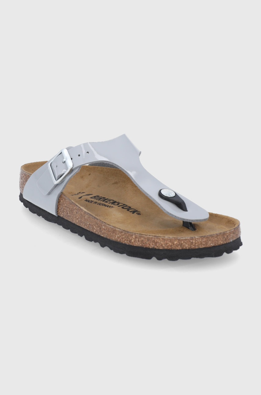 

В'єтнамки Birkenstock жіночі колір срібний на плоскому ходу