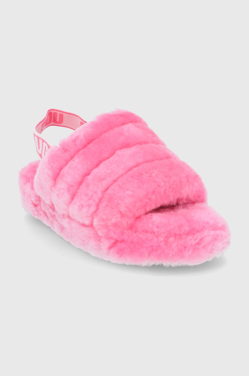 

Вовняні тапочки UGG Fluff Yeah колір рожевий