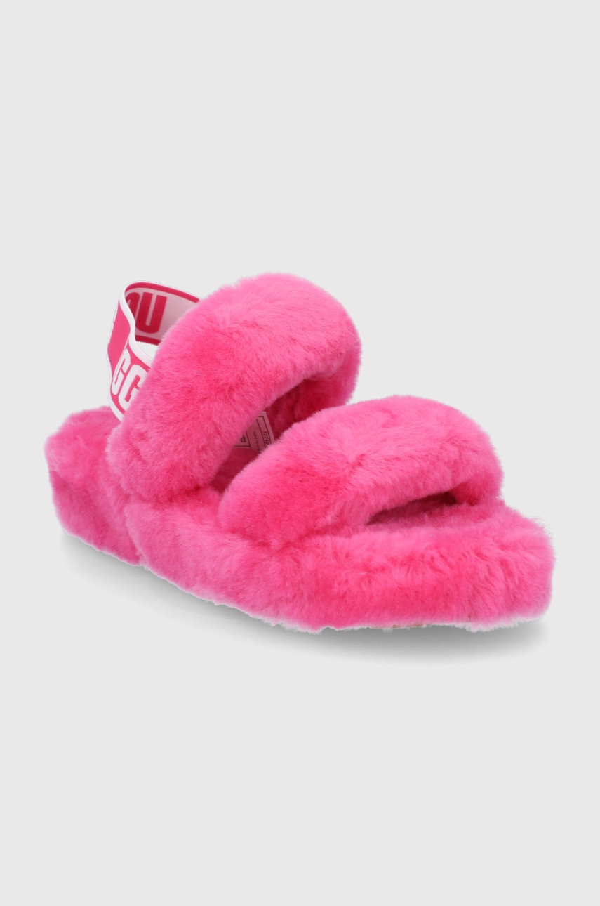 

Шерстяные тапочки UGG цвет розовый