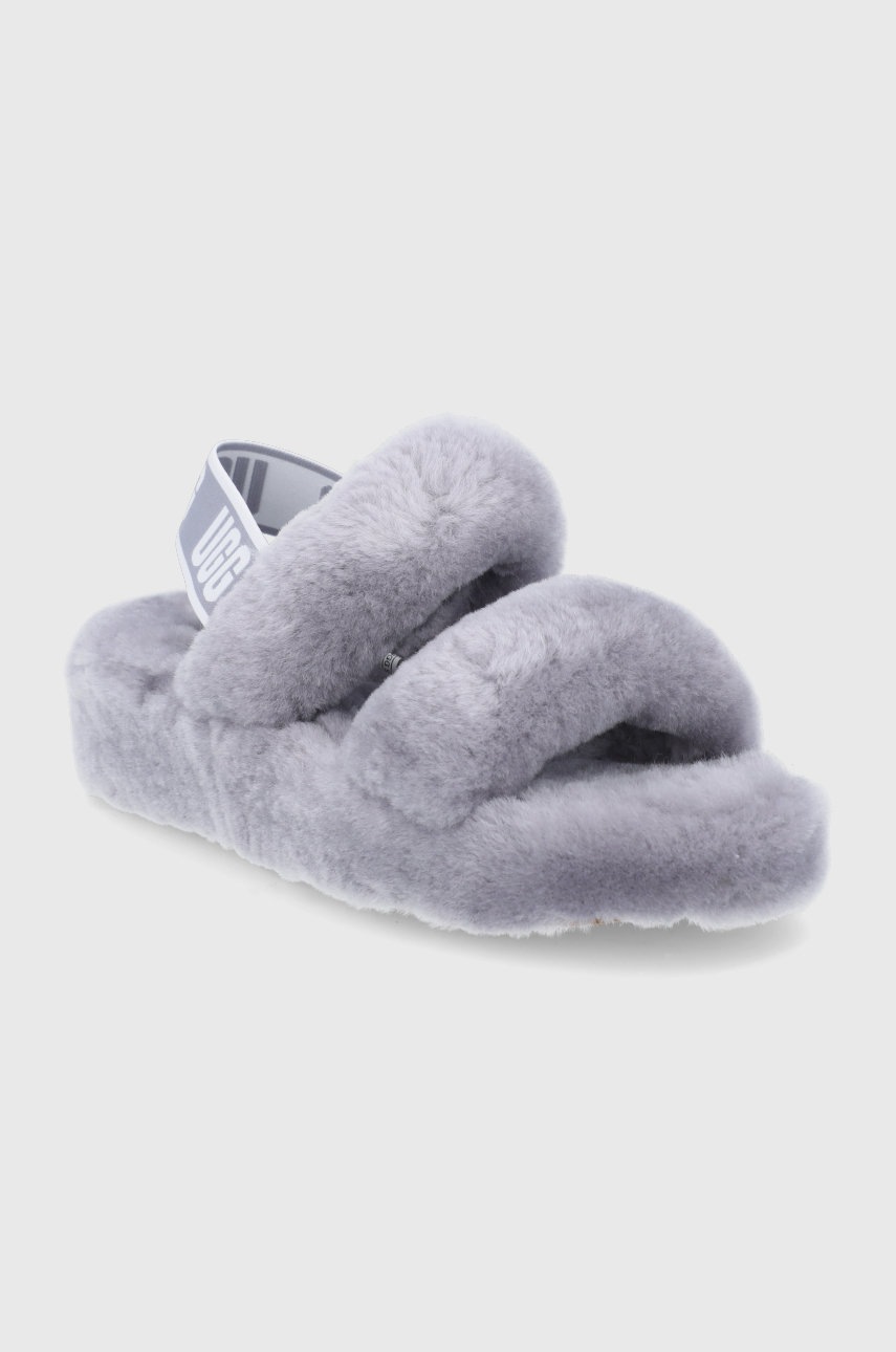 

Вовняні тапочки UGG колір сірий