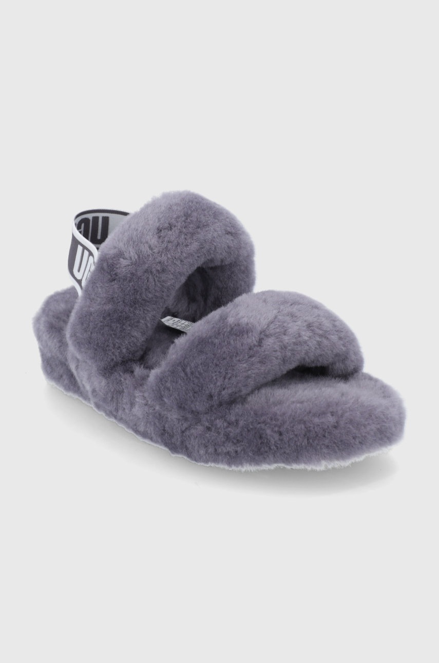 

Вовняні тапочки UGG колір сірий