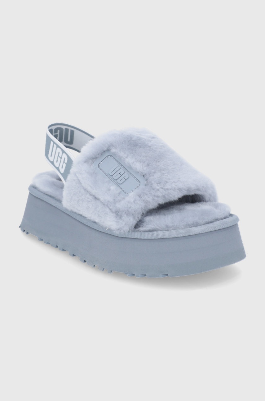 

Шерстяные тапочки UGG цвет серый