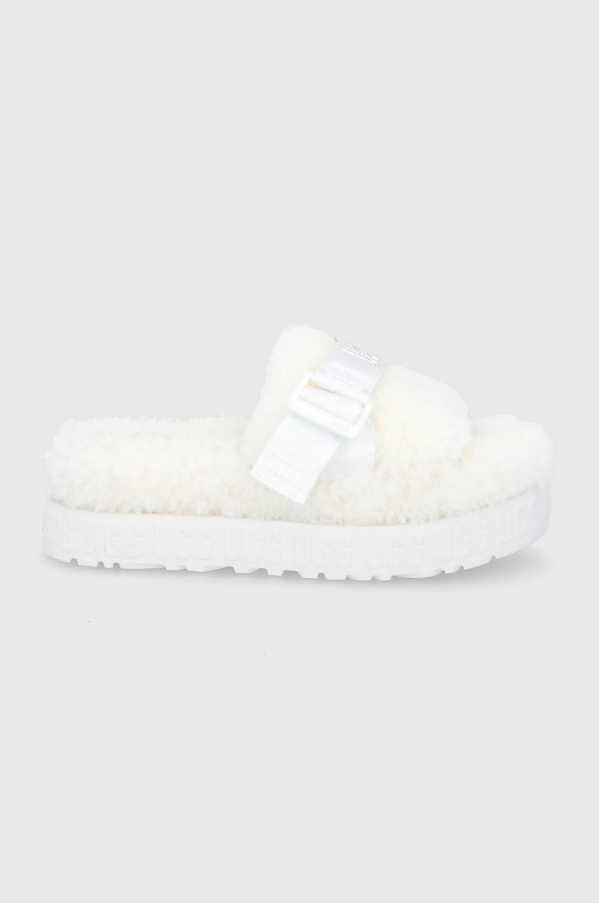 UGG Papuci de lână culoarea alb answear.ro imagine megaplaza.ro