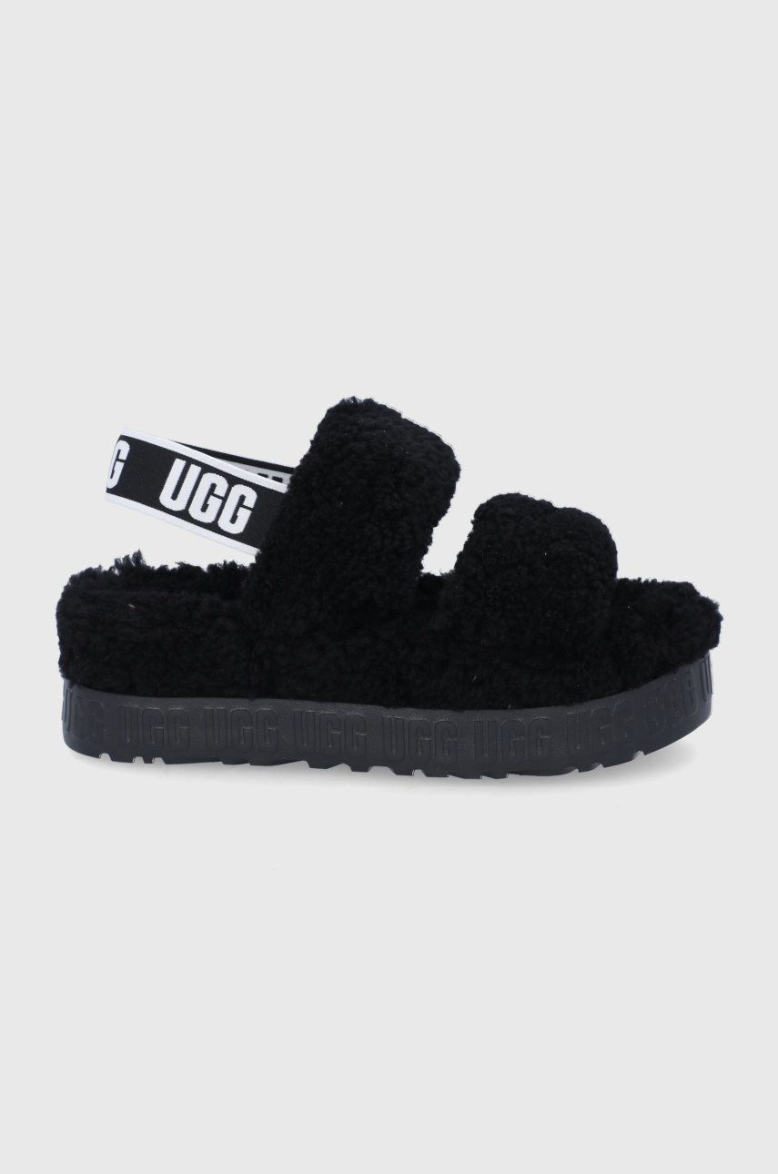 UGG Papuci de lână culoarea negru answear.ro imagine megaplaza.ro